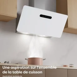 Hotte inclinée 90cm 650m3/h 3 vitesses boost wifi connectée ou tactile évacuation ou recyclage blanc Ciarra CD9736KW