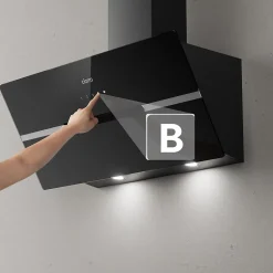 Hotte inclinée 90cm 650m3/h 4 vitesses wifi connectée tactile évacuation ou recyclage noir Ciarra CD9736FB
