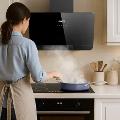 Hotte inclinée 60cm 580m3/h 3 vitesses tactile évacuation ou recyclage noir Ciarra CD6765CB