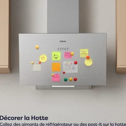 Hotte inclinée 60cm 650m3/h 3 vitesses évacuation ou recyclage inox Ciarra CD6762AS