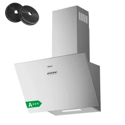 Hotte inclinée 60cm 650m3/h 3 vitesses évacuation ou recyclage inox Ciarra CD6762AS