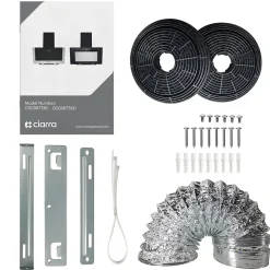 Hotte inclinée 60cm murale 350m3h 3 vitesses évacuation ou recyclage classe a++ noir Ciarra 736CBK60