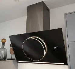 Hotte inclinée connectée en verre GoodHome GHAGRO90, 90cm