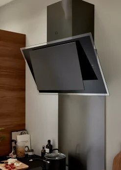 Hotte inclinée connectée en verre GoodHome GHAGRE90, 90cm
