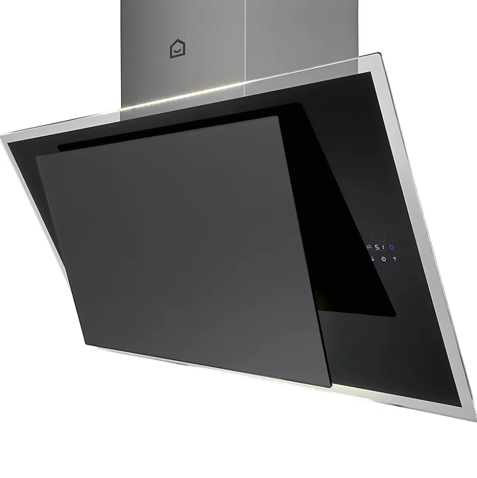 Hotte inclinée connectée en verre GoodHome GHAGRE90, 90cm