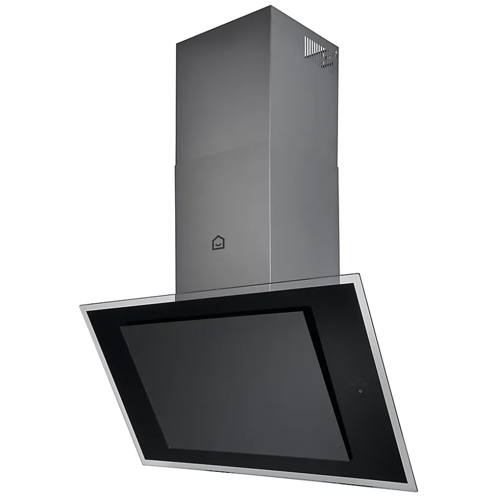 Hotte inclinée connectée en verre GoodHome GHAGRE90, 90cm