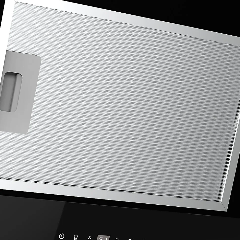 Hotte inclinée en verre noir GoodHome GHAG60ASBL, 60 cm