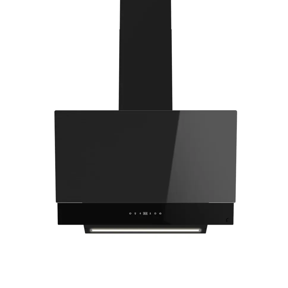 Hotte inclinée en verre noir GoodHome GHAG60ASBL, 60 cm