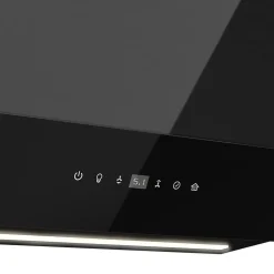 Hotte inclinée en verre noir GoodHome GHAG60ASBL, 60 cm