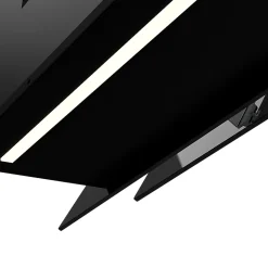 Hotte inclinée en verre noir GoodHome GHAG60ASBL, 60 cm