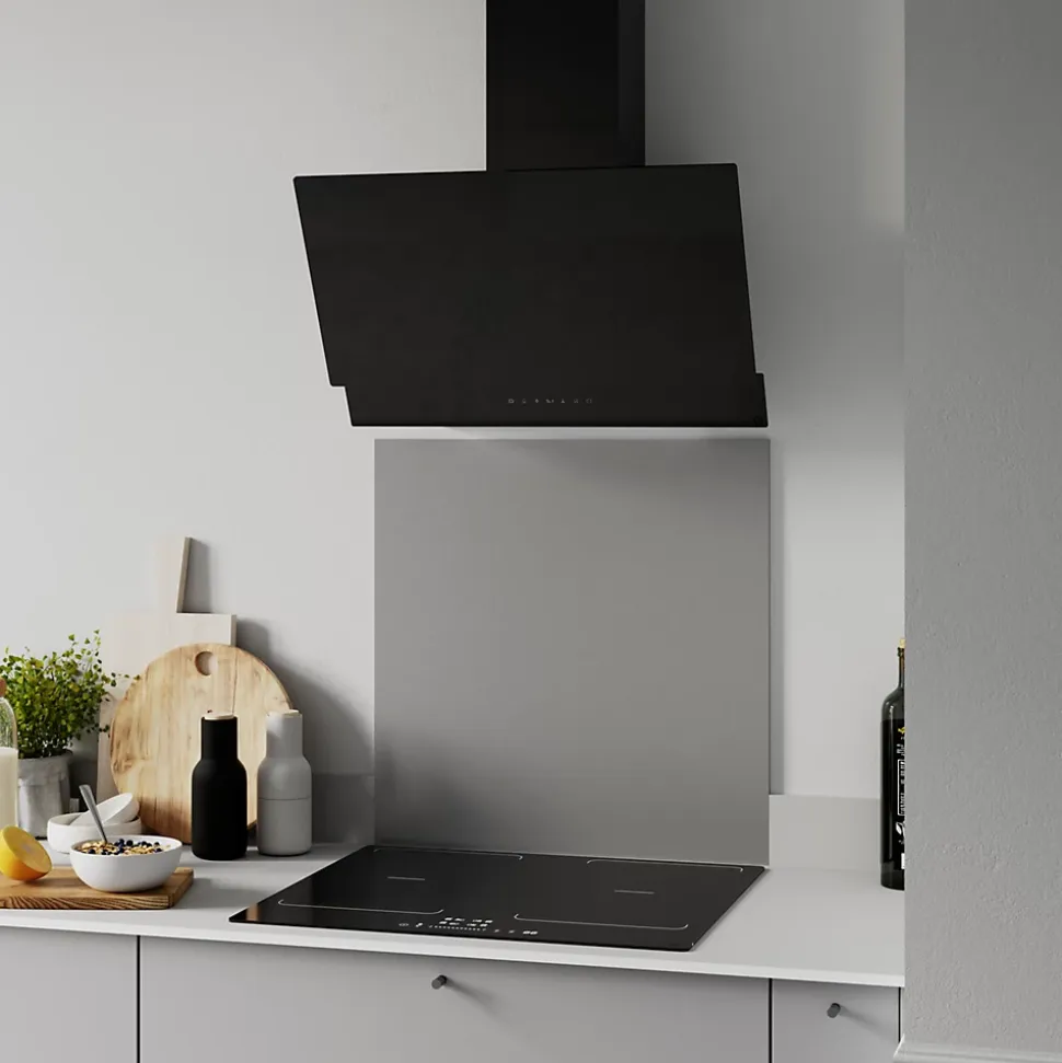 Hotte inclinée en verre noir GoodHome GHAG60ASBL, 60 cm