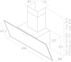 Hotte inclinée en verre noir L. 90 cm Shire Elica
