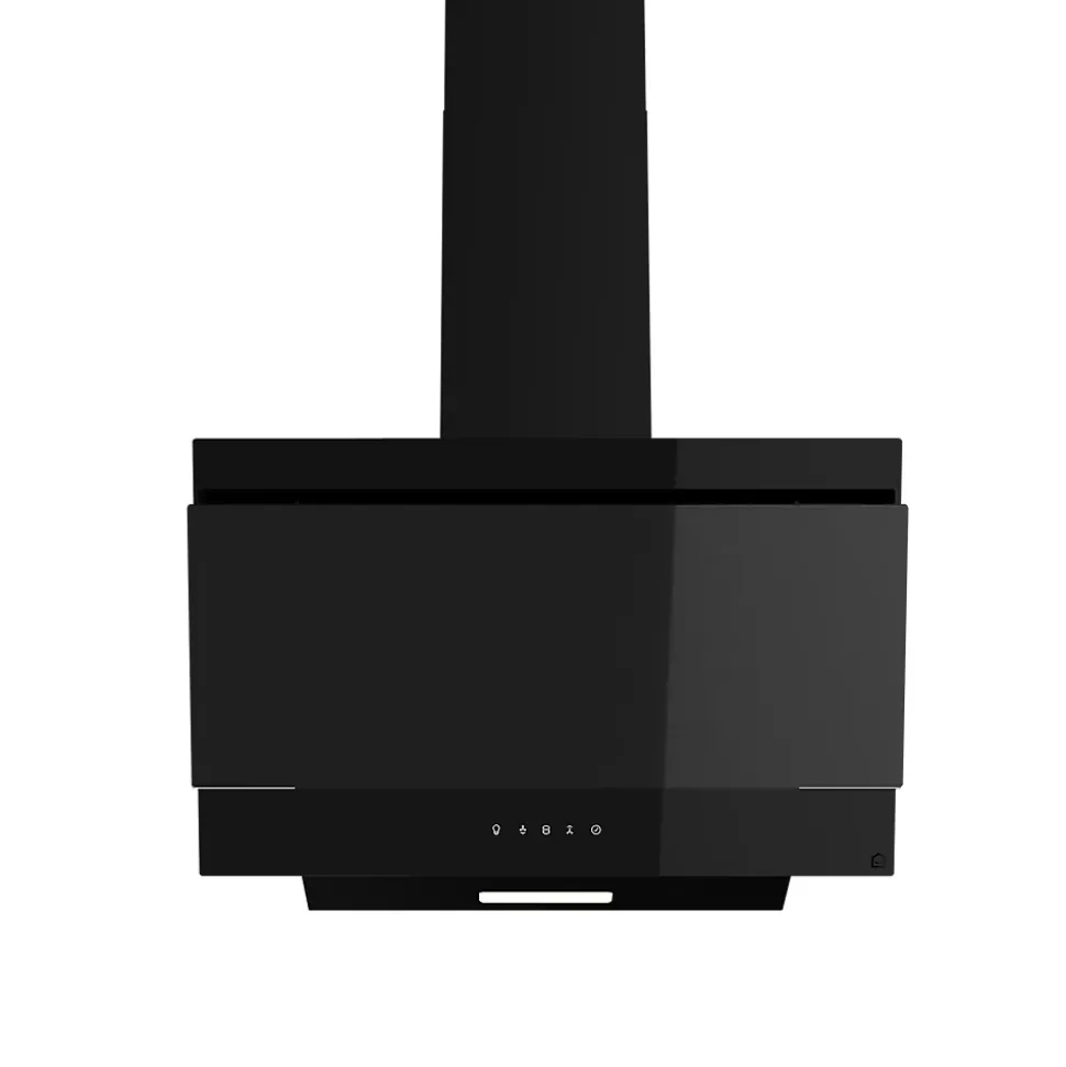 Hotte inclinée en verre noir GoodHome GHAG60LKBL, 60 cm