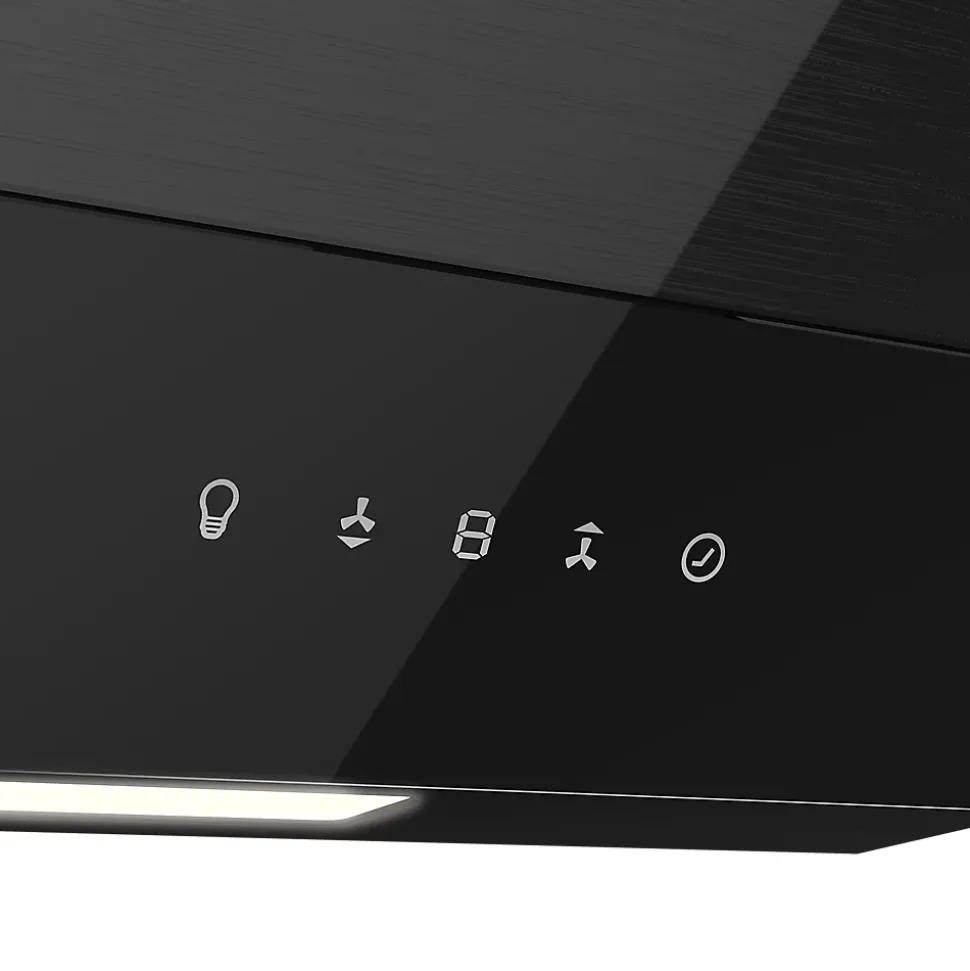 Hotte inclinée en verre noir GoodHome GHAG60LKBL, 60 cm