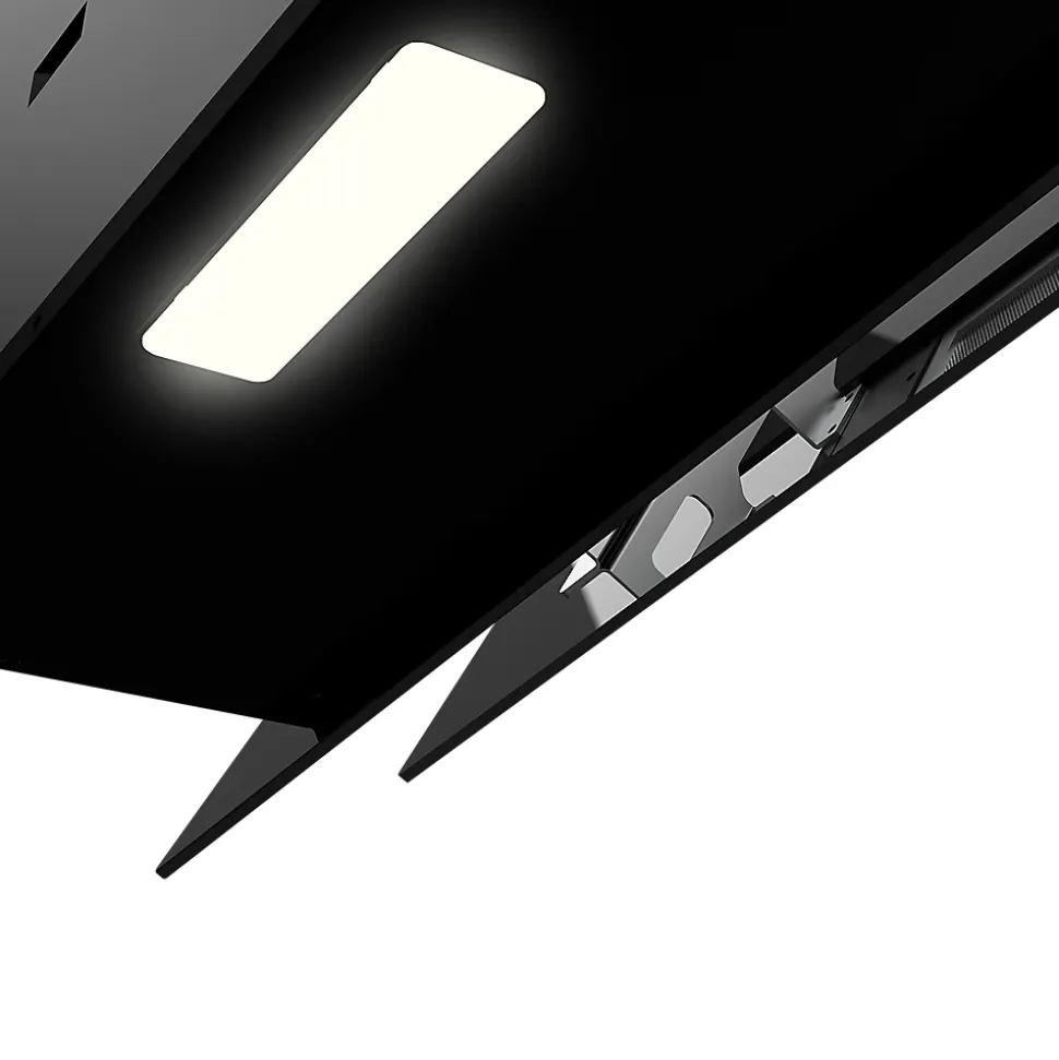 Hotte inclinée en verre noir GoodHome GHAG60LKBL, 60 cm