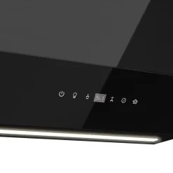 Hotte inclinée en verre noir GoodHome GHAG90ASBL, 90 cm