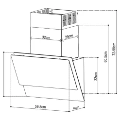 Hotte inclinée PlasmaSense GoodHome GHAG60 en verre noir