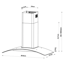 Hotte incurvée en verre inox GoodHome GHCG90LKSS, 90 cm