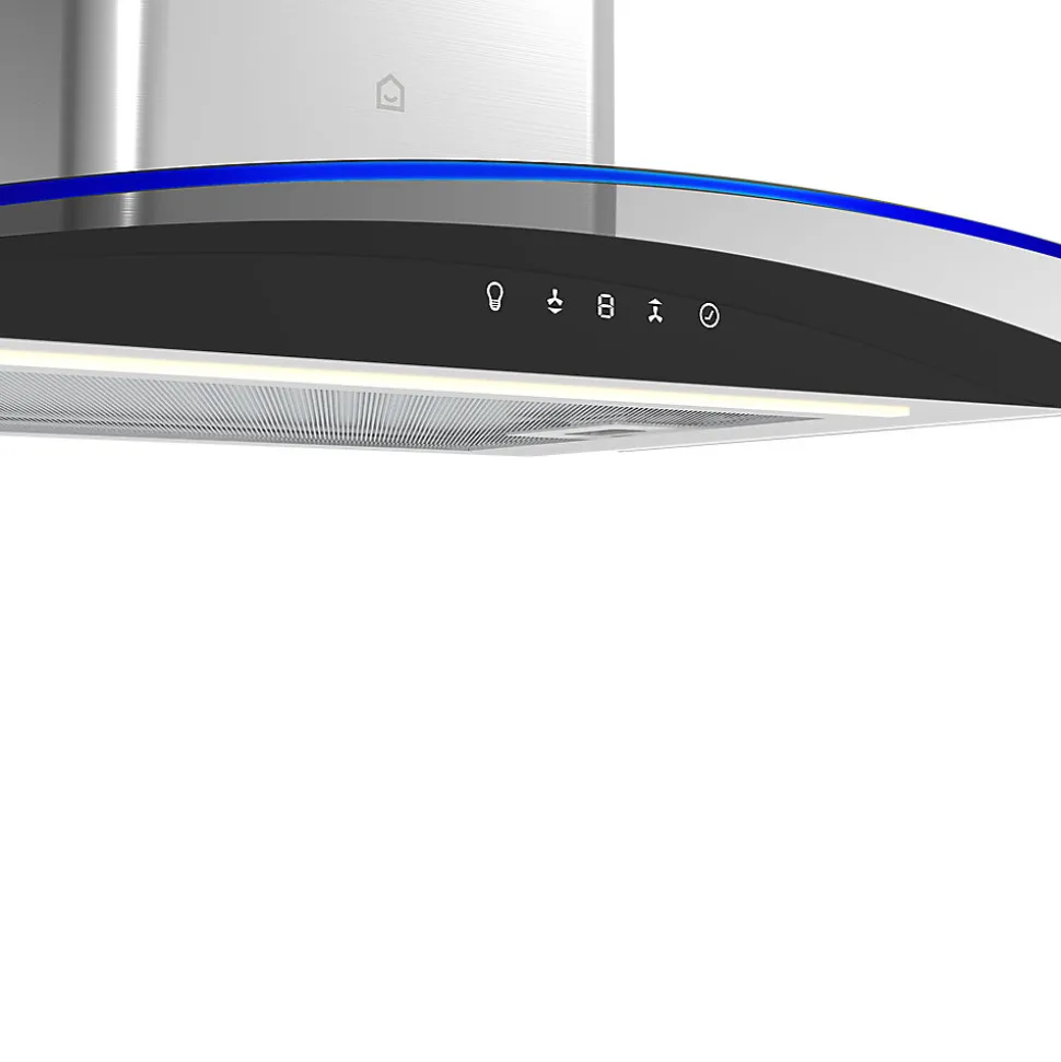 Hotte incurvée en verre inox GoodHome GHCG60LKSS, 60 cm