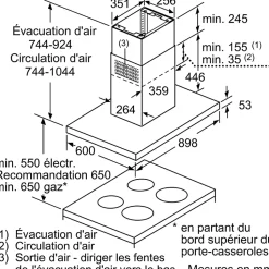 Hotte îlot BOSCH 89,8cm, DIB97IM50