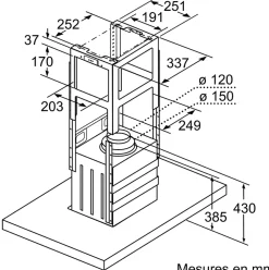Hotte îlot BOSCH 89,8cm, DIB97IM50