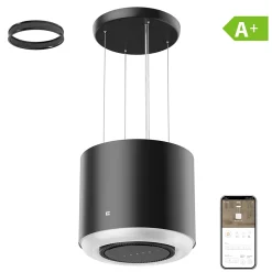 Hotte îlot 41cm classe a+ 600m3h 4 vitesses smarte wifi connectée booster recyclage noir Ciarra CD4838B