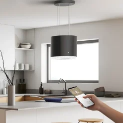 Hotte îlot 41cm classe a+ 600m3h 4 vitesses smarte wifi connectée booster recyclage noir Ciarra CD4838B