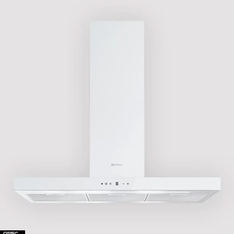 Hotte Murale Aspirante Silencieuse - 90 cm - 608 m3/h - LONATIO - Blanc