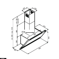 Hotte Murale Aspirante Silencieuse - 90 cm - 760 m3/h - ZENESOR - Noir