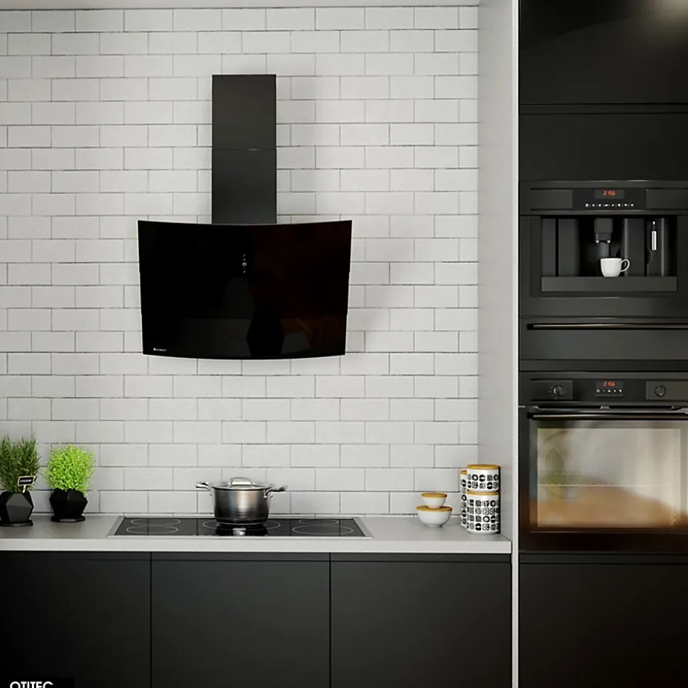 Hotte Murale Aspirante Silencieuse - 75 cm - 720 m3/h - VINTIO - Noir