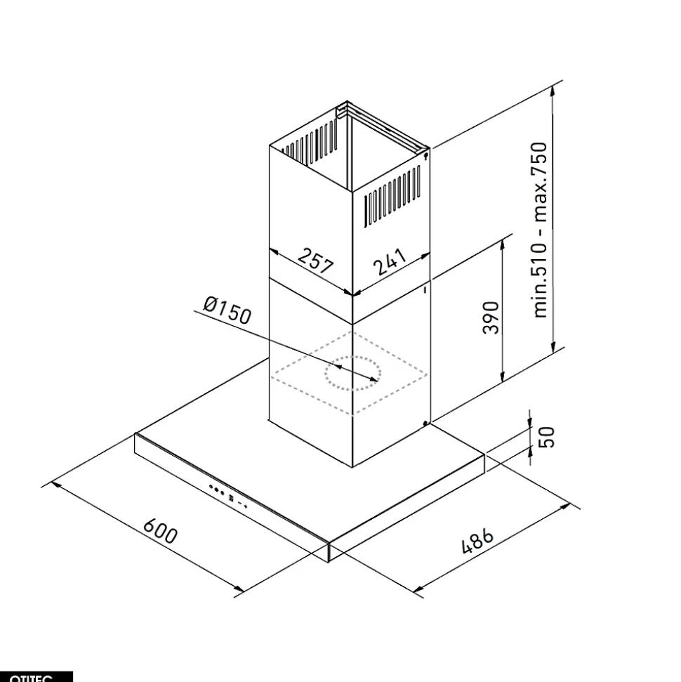 Hotte Murale Aspirante Silencieuse - 60 cm - 596 m3/h - LONATIO - Blanc