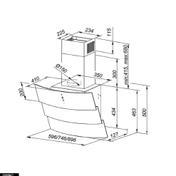 Hotte Murale Aspirante Silencieuse - 90 cm - 720 m3/h - VINTIO - Noir
