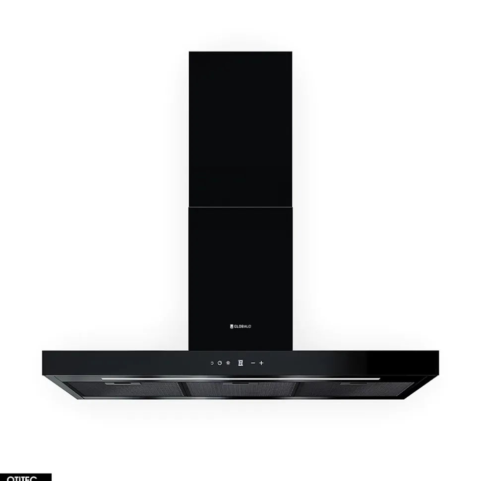 Hotte Murale Aspirante Silencieuse - 90 cm - 608 m3/h - LONATIO - Noir