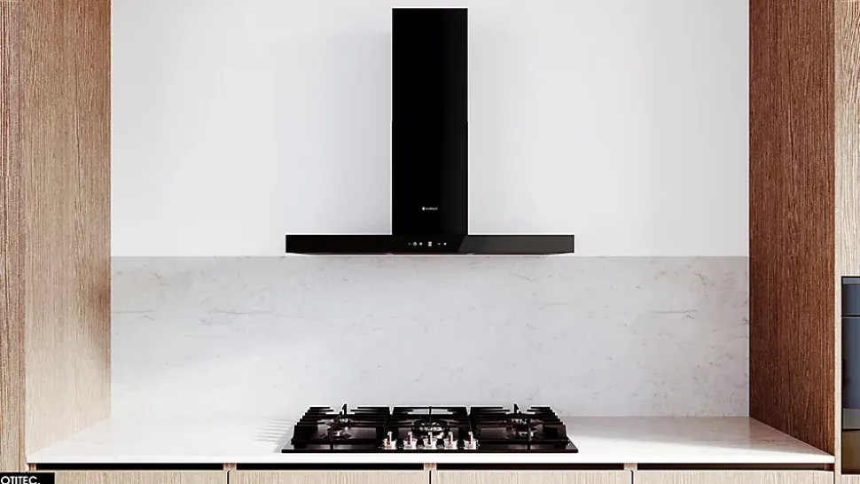 Hotte Murale Aspirante Silencieuse - 90 cm - 608 m3/h - LONATIO - Noir