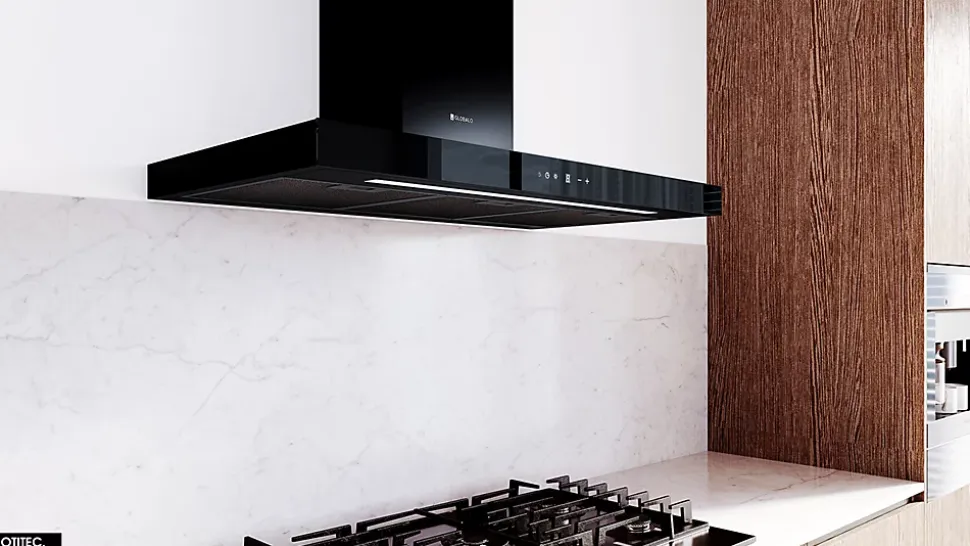 Hotte Murale Aspirante Silencieuse - 90 cm - 608 m3/h - LONATIO - Noir