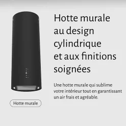 HOTTE MURALE CYLINDRE RONDE SPIRO - NOIR / BELDEKO