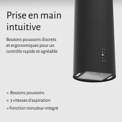 HOTTE MURALE CYLINDRE RONDE SPIRO - NOIR / BELDEKO