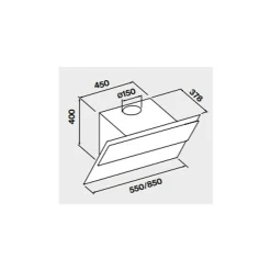 Hotte murale inclinée 85cm 584m3/h blanc Falmec VERSO1411 verso