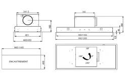 Hotte plafond 99cm 650m3/h inox Roblin 6209269 inspiration 1000