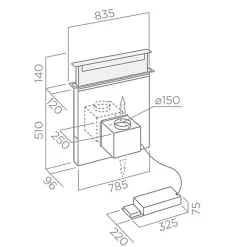 Hotte plan de travail Elica escamotable PANDORA noir 90 cm - Version recyclage