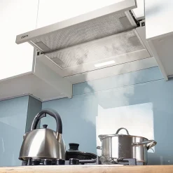 Hotte tiroir encastrable 60cm 370m3/h 2 vitesses téléscopique évacuation ou recyclage inox Ciarra CD6906DS