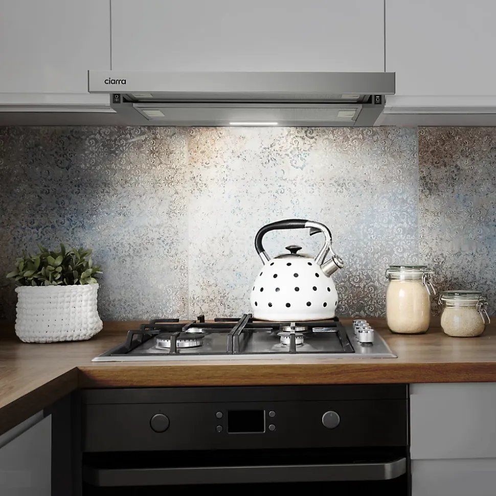 Hotte tiroir encastrable 60cm 370m3/h 2 vitesses téléscopique évacuation ou recyclage inox Ciarra CD6906DS