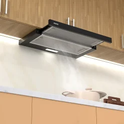 Hotte tiroir encastrable 60cm 370m3/h 2 vitesses téléscopique évacuation ou recyclage noir Ciarra CD6906DB