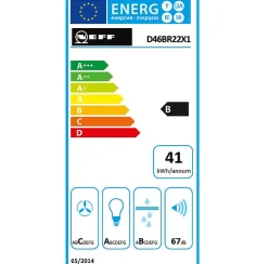 Hotte télescopique 60cm 389m3/h argent métallisé Neff D46BR22X1