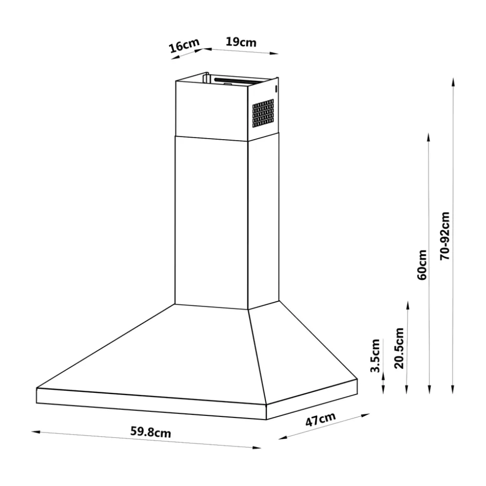 Hotte trapèze inox GoodHome GHCH60LKSS, 60 cm