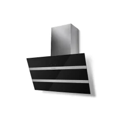 Hotte verticale inclinée STEELMAX 800mm inox/verre noir - classe B - dé FABER - 5513357