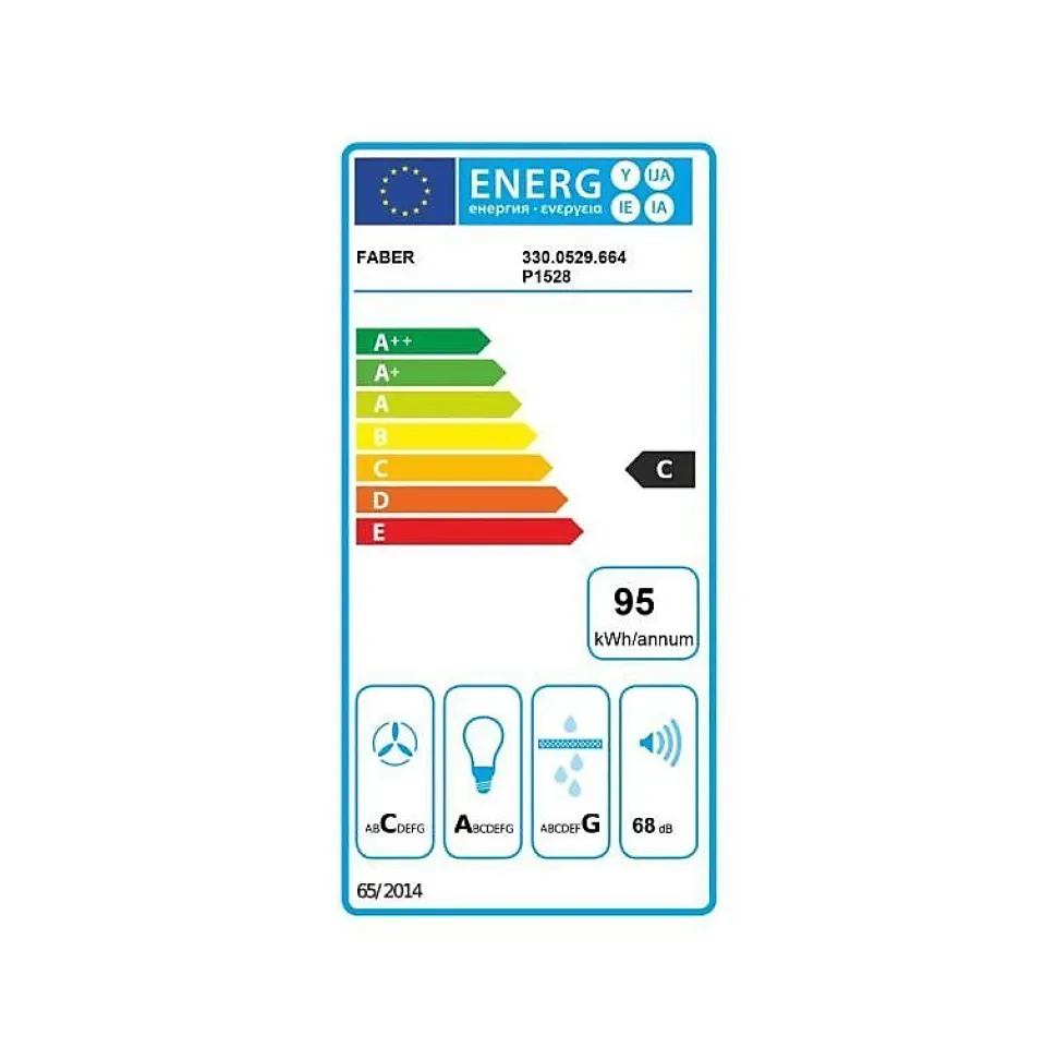 Hotte verticale inclinée TWEET 550mm verre noir - classe C - débit max FABER - 5476140