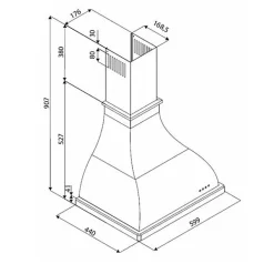 Hotte vintage murale Silverline HORIS beige 60 cm