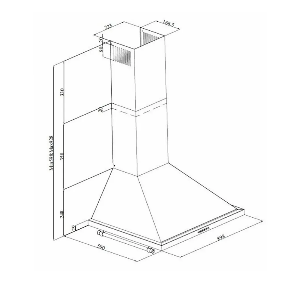 Hotte vintage murale Silverline OSIRIS noir mat 90 cm