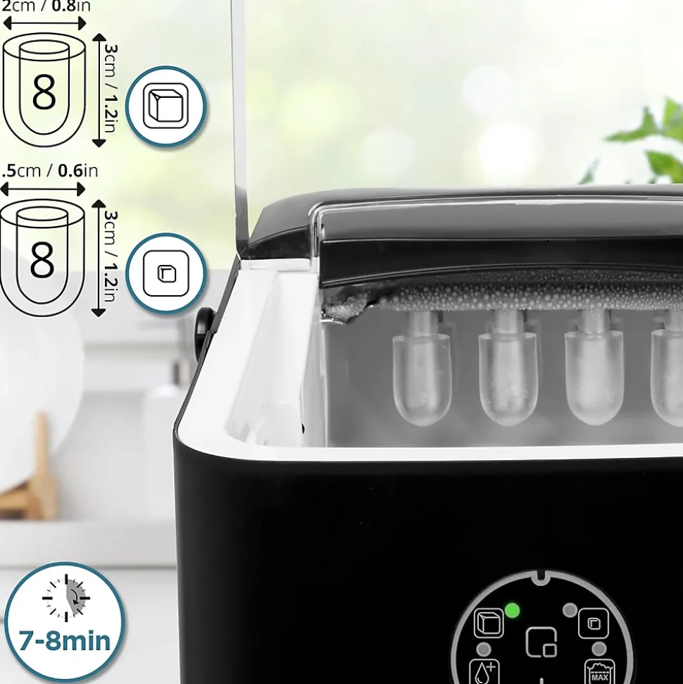 ICM12 BK Machine à glaçons automatique 120W 8 cubes en 6 à 8 min Panier 1 litre Réservoir 1 litre Pelle incluse Cocktail Duronic
